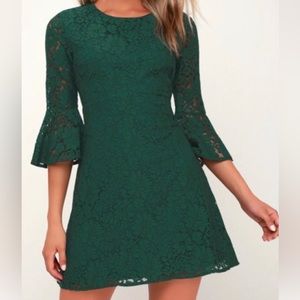 Lulu’s green lace long sleeved dress